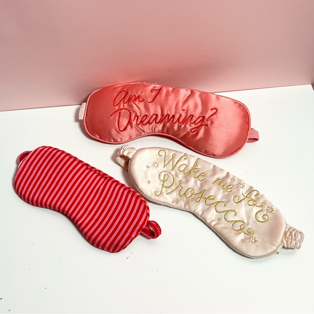 Bundle of pink and red Y2K plush sleep eye masks